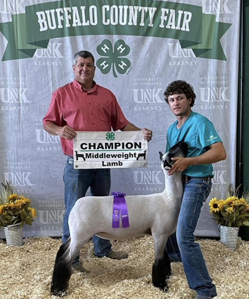 Grand Champion Market Lamb<br />
Champion middleweight<br />
Buffalo County - Nebraska