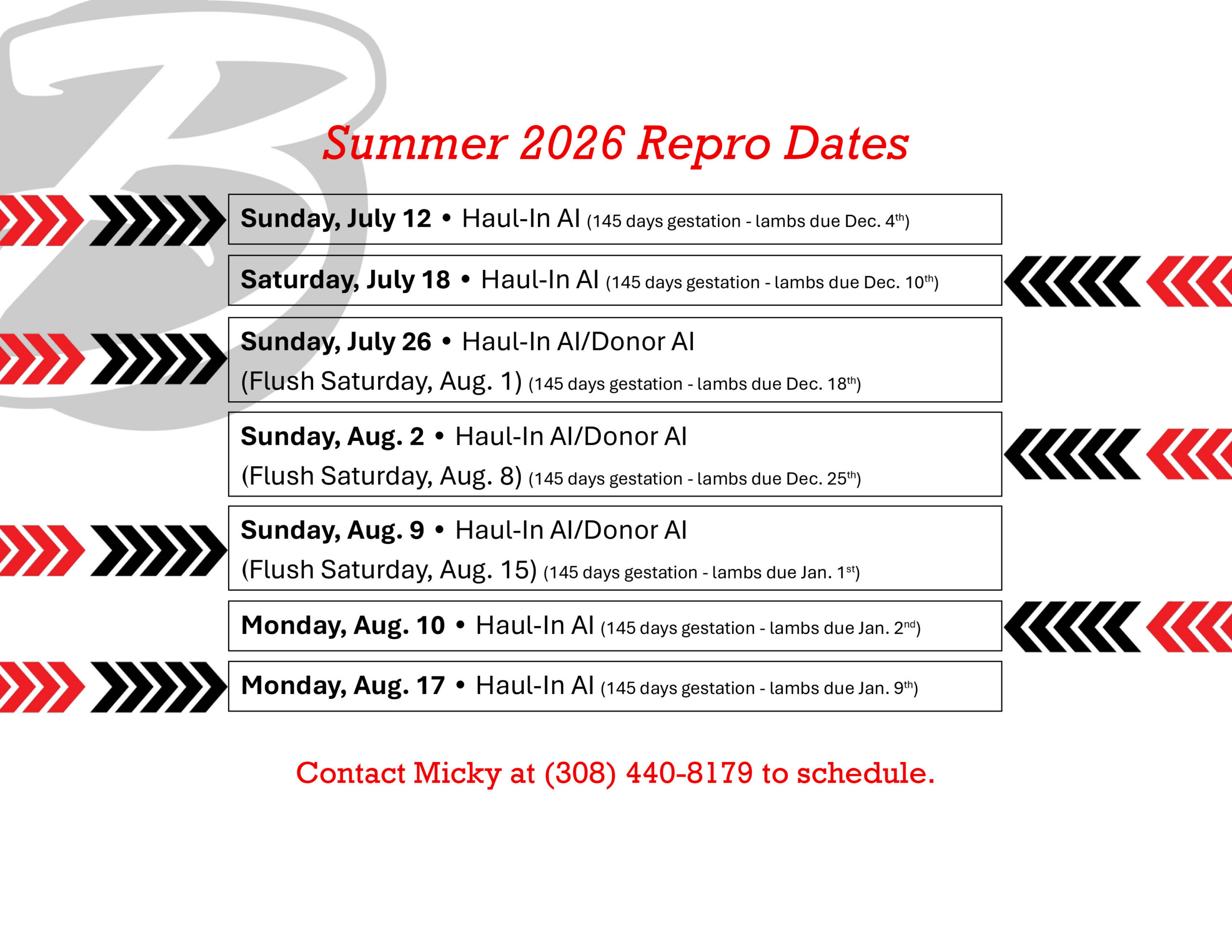 Burch AI/ET Dates